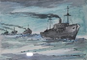 Морской десант. Бушуев В.А. Бумага, гуашь. 2019 г.